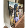 Fabulous Itai Vangani original acrylic and oil painting (92 x 62 x 4cm). Investment art.