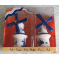**NEW** Delft Blue - Hand-painted Windmill Shaped Salt and Pepper Set