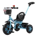 Children`s Hand Push Tricycle 3-Wheel Baby Stroller Carriage With Handle-Blue