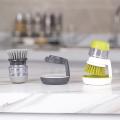 Soap dispenser palm brush with storage stand