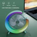 Desktop Mute 3-speed Fan Night Light, USB Charging Mini Fan