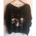 TOP - BLACK - WITH PRINT - LADIES - SIZE SMALL - LADIES CLOTHING - CLOTHING