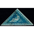 CGH 1853 Triangular. 4d Blue on White Paper. 3 good margins. Used, SACC 6a