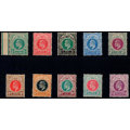 Natal. SACC 129-137. 1904-8. Partial Set 1/2d to 2/6s. Mounted Mint. CV5200