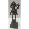 Antique Brass statue of Lord Shiva and his wife Lord Parvati on horse back.