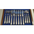 1877 John Sanderson and Son Silverplated 24 piece Fish knife and fork set.