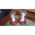 Pair of Capodimonte San Marco Figurines in Glass Domes REDUCED
