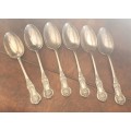 6 LARGE Antique 1855-1900 CHARLES ELLIS and CO Sheffield British Plated Spoons. ( 22.5cm )