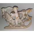 Vintage German Porcelain Cherub Angel on Dragon Sleigh. ` Immaculate condition `