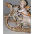 Vintage German Porcelain Cherub Angel on Dragon Sleigh. ` Fantastic condition `