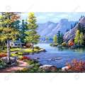 5D DIY FULL DRILL DIAMOND PAINTING BY NUMBER - LAKE AND MOUNTAINS