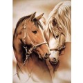 5D DIY FULL DRILL DIAMOND PAINTING BY NUMBER - HORSES BROWN & WHITE