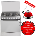 Zero Appliances 6 Burner Stainless Steel Gas Stove with free Stove Top Swiss Kettle (Red)