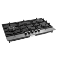 Zero 5 Burner Glass And Stainless Steel Top Gas Hob With Battery Ignition and Gas Kit