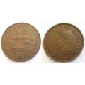 1937 SOUTH AFRICAN HALF PENNY--GOOD DETAIL--LOW MINTAGE 638,00