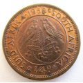 1958 SOUTH AFRICAN QUARTER PENNY--GOOD DETAIL--NATURAL BRIGHT PATINA--UNC