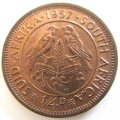 1957 SOUTH AFRICAN QUARTER PENNY---XF-GOOD DETAIL