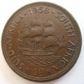 1958 SOUTH AFRICAN  PENNY---XF--GOOD  DETAIL