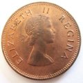 A 1957 SOUTH AFRICAN HALF PENNY--BRILLIANT EF COIN--GOOD FOR GRADING