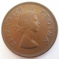 A 1955 SOUTH AFRICAN PENNY--GOOD DETAIL