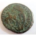 AN ANCIENT COIN. SOLDIER SPEARING FALLEN HORSEMAN--Constantius 11 337-361 AD