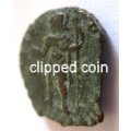 AN ANCIENT COIN -INTERESTING CLIPPED COIN--SOLDIER HOLDING GLOBE AND SPEAR (B)--337 to 361 AD