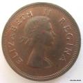A 1957 SOUTH AFRICAN QUARTER PENNY--XF- NATURAL PATINA WITH GOOD DETAIL