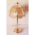 Tall and Heavy Vintage Brass Stand 8 pane floral Etched Glass Dome Shade Lamp