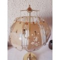 Tall and Heavy Vintage Brass Stand 8 pane floral Etched Glass Dome Shade Lamp
