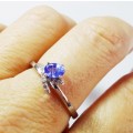 ***IN STOCK***TANZANITE SET IN SOLID STERLING SILVER RING SIZE 9