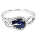 ***IN STOCK!!*** GENUINE 9X6 MM. PEAR AAA BLUE SAPPHIRE STERLING 925 SILVER RING 9