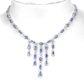 **IN STOCK!!**REAL GEMSTONES!!** NATURAL TOP BLUE VIOLET TANZANITE STERLING 925 SILVER NECKLACE