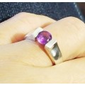 **IN STOCK!!**REAL GEMSTONES!!**  SOLID STERLING SILVER RING SET WITH AMETHYST SIZE 7