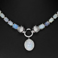 **IN STOCK!!**REAL GEMSTONES!!** RAINBOW OPAL STERLING 925 SILVER PAIR TIGER NECKLACE 18.5