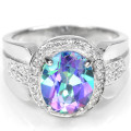 **IN STOCK!!**REAL GEMSTONES!!** 10X8 MM. MULTI COLOR TOPAZ OVAL STERLING 925 SILVER RING size 6.75