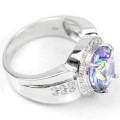 **IN STOCK!!**REAL GEMSTONES!!** 10X8 MM. MULTI COLOR TOPAZ OVAL STERLING 925 SILVER RING size 6.75