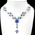 **IN STOCK!!** REAL STONES!!** 8x6mmTOP BLUE SAPPHIRE STERLING 925 SILVER NECKLACE