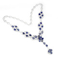 **IN STOCK!!** REAL STONES!!** 8x6mmTOP BLUE SAPPHIRE STERLING 925 SILVER NECKLACE