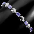 **IN STOCK!!** REAL STONES!!** NATURAL OVAL 7x5mm TOP BLUE VIOLET TANZANITE 925 SILVER BRACELE
