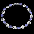 **IN STOCK!!** REAL STONES!!** NATURAL OVAL 7x5mm TOP BLUE VIOLET TANZANITE 925 SILVER BRACELE