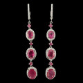 **IN STOCK!!** REAL STONES!!** 9x7mm TOP RICH RED PINK RUBY STERLING 925 SILVER EARRINGS