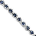 **IN STOCK!!** REAL STONES!!** SAPPHIRE OVAL STERLING 925 SILVER BRACELET 8.25 INCH