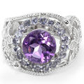 **IN STOCK!!** REAL STONES!!** PURPLE AMETHYST IOLITE STERLING 925 SILVER RING 6.5