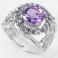 **IN STOCK!!** REAL STONES!!** PURPLE AMETHYST IOLITE STERLING 925 SILVER RING 6.5