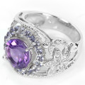 **IN STOCK!!** REAL STONES!!** PURPLE AMETHYST IOLITE STERLING 925 SILVER RING 6.5