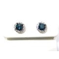 ***IN STOCK***1.00CT BLUE AND WHITE DIAMOND EARRINGS