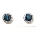 ***IN STOCK***1.00CT BLUE AND WHITE DIAMOND EARRINGS