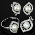 ***IN STOCK***REAL STONES!!!7 MM. ROUND AAA WHITE PEARL STERLING 925 SILVER SET SIZE 6