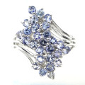 ***IN STOCK***Natural Gemstones,Round Top Nice Blue Violet Tanzanite 925 Sterling Silver Ring Size 9