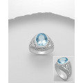 "IN STOCK!!"  Solid 925 Sterling Silver and Topaz Gemstone Ring Size 7